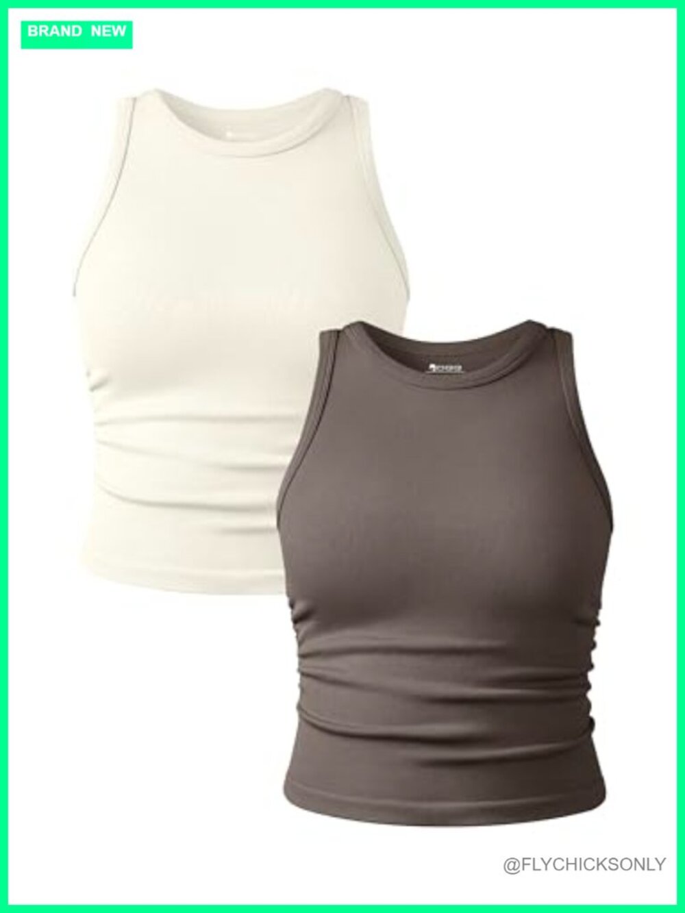 OQQ 2 Pack Tank Tops Crew Neck Yoga Crop Camis Sleeveless
